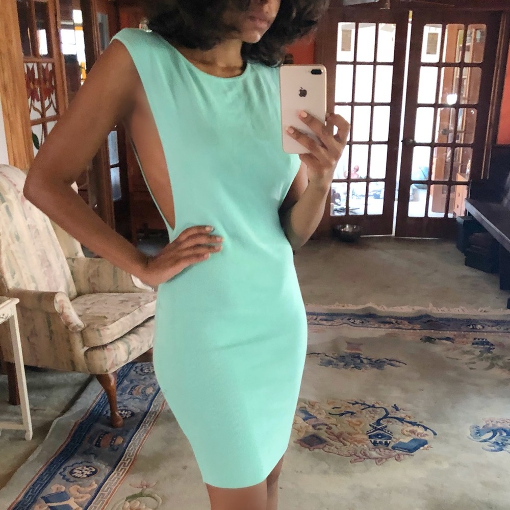 Teal Knee length Open sided Summer Dress